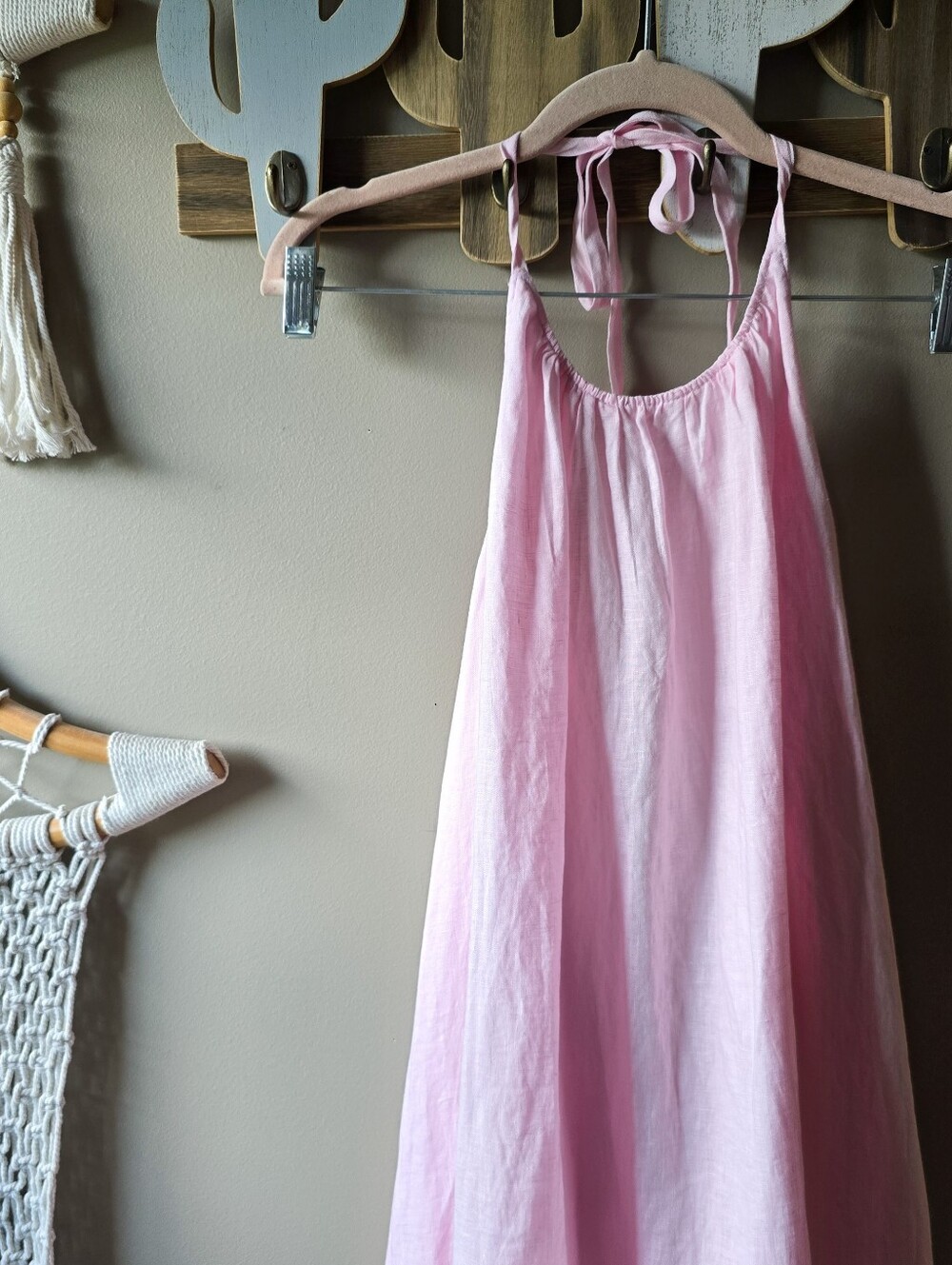 Little Moon × Aritzia Sunpost Linen Halter Dress Villa Pink Nwt - Picture 6 of 9